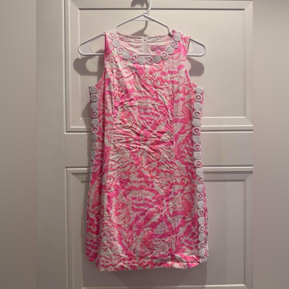 Lilly Pulitzer Girls MINI MILA SHIFT Dress Coral Reef Beside The Point 14